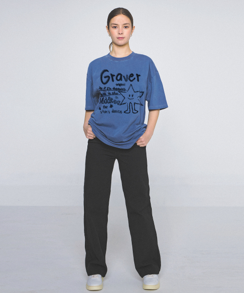 GRAVER（グレーバー）の「[ユニセックス]スターダンスピグメント半袖Tシャツ_ブルーシャドウ（Tシャツ/カットソー・レディース・ブルー・SMALL/MEDIUM/LARGE/X-LARGE）」の3枚目の写真