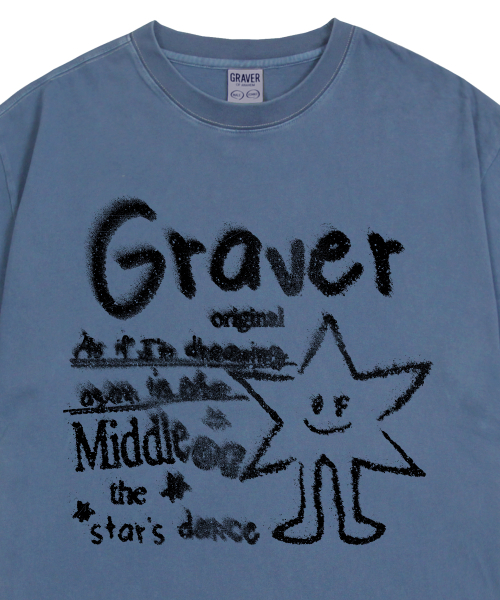 GRAVER（グレーバー）の「[ユニセックス]スターダンスピグメント半袖Tシャツ_ブルーシャドウ（Tシャツ/カットソー・レディース・ブルー・SMALL/MEDIUM/LARGE/X-LARGE）」の4枚目の写真