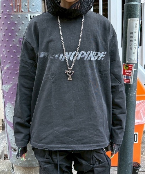 Never mind the XU（ネバーマインドザエックスユー）の「【Never mind the XU】washed long sleeve / 【ネバーマインド ザ エックスユー】ウォッシュドロゴ長袖Tシャツ（Tシャツ/カットソー・メンズ・ホワイト/ブラック・L/XL）」の16枚目の写真