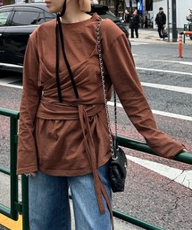 Alley Tokyo（アリートーキョー）の「カッコいいかたちのぐるぐるリボン巻きトップス（Tシャツ/カットソー・レディース）」
