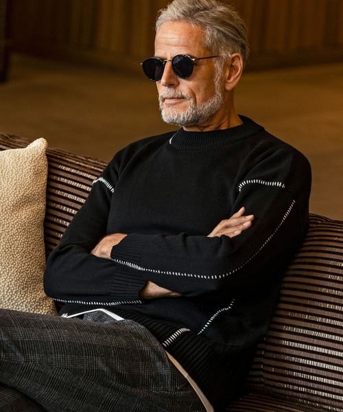 AKM Contemporary(エイケイエムコンテンポラリー)の「【WEB・直営店限定】AKM Contemporary(エイケイエムコンテンポラリー)ステッチデザイン クルーネックニット(保温性/通気性)(ニット/セーター・メンズ・ブラック/グレー・M/L/XL)」の5枚目の写真