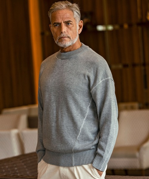 AKM Contemporary(エイケイエムコンテンポラリー)の「【WEB・直営店限定】AKM Contemporary(エイケイエムコンテンポラリー)ステッチデザイン クルーネックニット(保温性/通気性)(ニット/セーター・メンズ・ブラック/グレー・M/L/XL)」の14枚目の写真