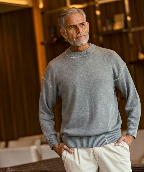 AKM Contemporary(エイケイエムコンテンポラリー)の「【WEB・直営店限定】AKM Contemporary(エイケイエムコンテンポラリー)ステッチデザイン クルーネックニット(保温性/通気性)(ニット/セーター・メンズ・ブラック/グレー・M/L/XL)」の16枚目の写真