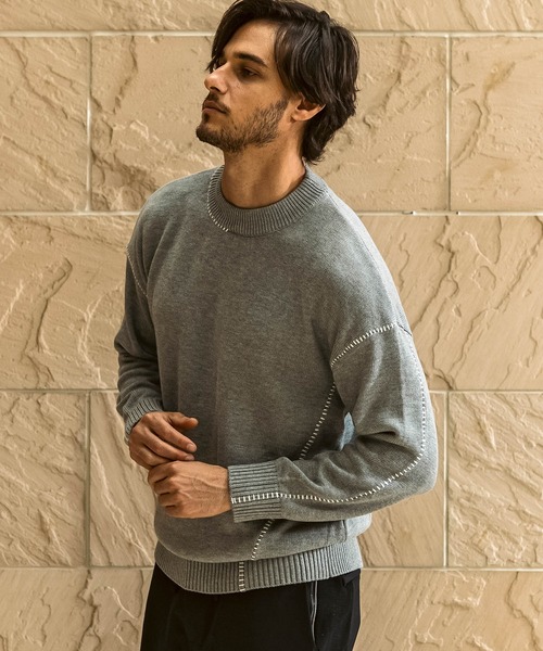 AKM Contemporary(エイケイエムコンテンポラリー)の「【WEB・直営店限定】AKM Contemporary(エイケイエムコンテンポラリー)ステッチデザイン クルーネックニット(保温性/通気性)(ニット/セーター・メンズ・ブラック/グレー・M/L/XL)」の22枚目の写真