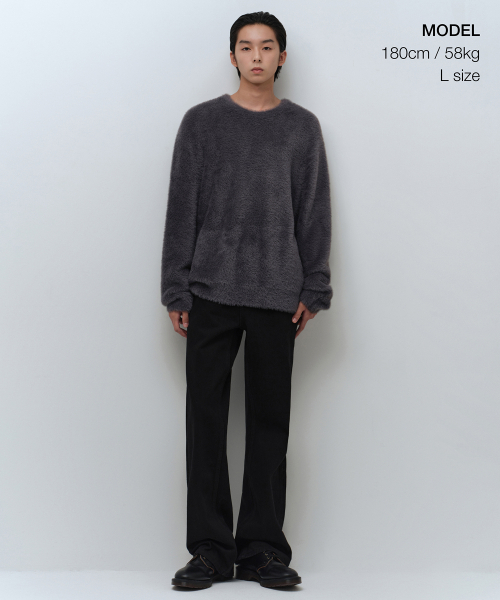 MUSINSA STANDARD（ムシンサスタンダード）の「ファージクルーネックニット [ミディアムグレー]（ニット/セーター・メンズ・その他・SMALL/MEDIUM/LARGE/X-LARGE/XX-LARGE）」の2枚目の写真