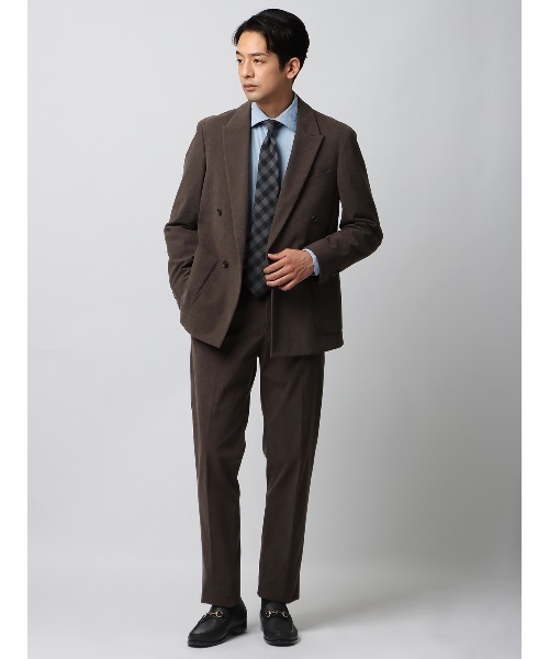 SUIT SQUARE（スーツスクエア）の「スマみえジャケット ダブルブレスト ウォッシャブル CROSS MOVA コーデュロイ（テーラードジャケット・メンズ・ブラウン・LL/S/M/L）」の3枚目の写真