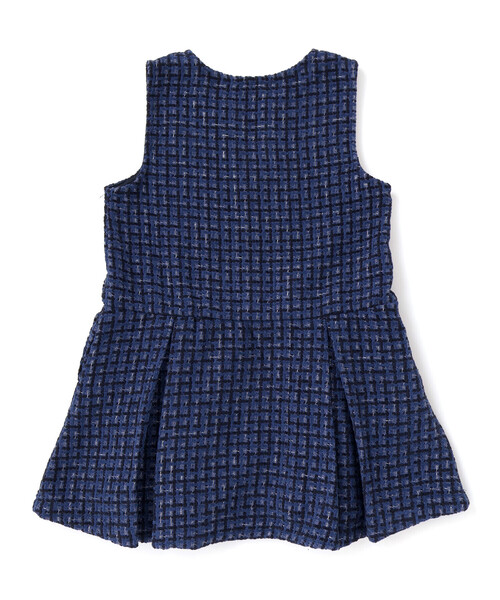 BeBe Petits Pois Vert（ベベプチポワヴェール）の「Aラインニットツイードジャンパースカート（ワンピース・キッズ・オフホワイト/ブルー系その他2・110cm/140cm/95cm/100cm/120cm/150cm/130cm）」の7枚目の写真