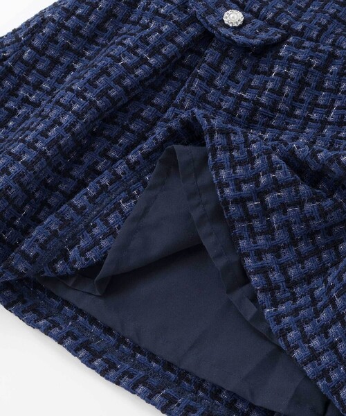 BeBe Petits Pois Vert（ベベプチポワヴェール）の「Aラインニットツイードジャンパースカート（ワンピース・キッズ・オフホワイト/ブルー系その他2・110cm/140cm/95cm/100cm/120cm/150cm/130cm）」の9枚目の写真