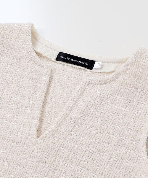 BeBe Petits Pois Vert（ベベプチポワヴェール）の「Aラインニットツイードジャンパースカート（ワンピース・キッズ・オフホワイト/ブルー系その他2・110cm/140cm/95cm/100cm/120cm/150cm/130cm）」の11枚目の写真