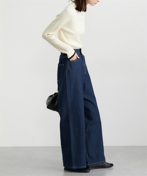nissen(ニッセン)の「ウエスト裏ゴムデニムワイドパンツ(デニムパンツ・レディース・ネイビー/ブルー・M/L/LL)」の10枚目の写真