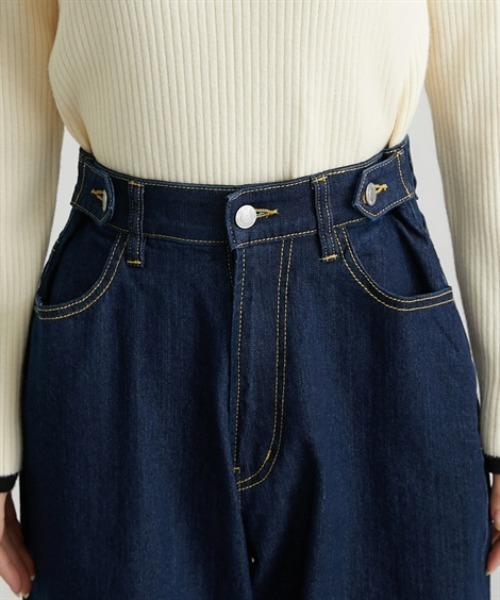 nissen(ニッセン)の「ウエスト裏ゴムデニムワイドパンツ(デニムパンツ・レディース・ネイビー/ブルー・M/L/LL)」の15枚目の写真