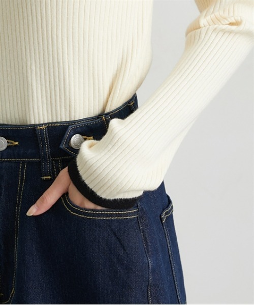 nissen(ニッセン)の「ウエスト裏ゴムデニムワイドパンツ(デニムパンツ・レディース・ネイビー/ブルー・M/L/LL)」の17枚目の写真