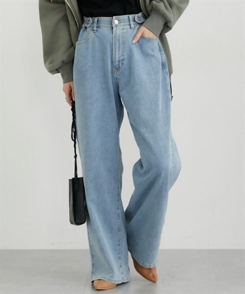 nissen(ニッセン)の「ウエスト裏ゴムデニムワイドパンツ(デニムパンツ・レディース・ネイビー/ブルー・M/L/LL)」の11枚目の写真