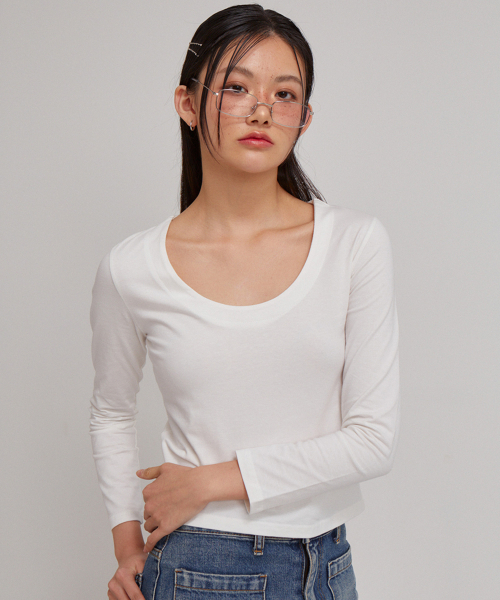 SALON DE YOHN(サロンドヨーン)の「U-neck Basic T_ White(Tシャツ/カットソー・レディース・その他・LARGE/MEDIUM/SMALL)」の3枚目の写真