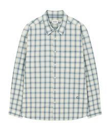 コットンチェックシャツブルー