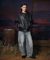 ANOLORCODE（アノローコード）の「ヴィンテージレザーフードジャケット(ブラック)（ライダースジャケット）」