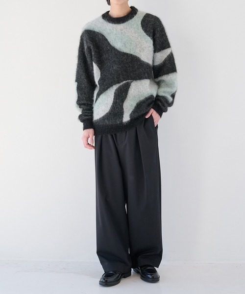 WRAPINKNOT(ラッピンノット)の「【WRAPINKNOT/ラッピンノット】別注 Mohair Jacquard Crew Neck Knit(ニット/セーター・メンズ・ホワイト/ブラック・2/3)」の5枚目の写真