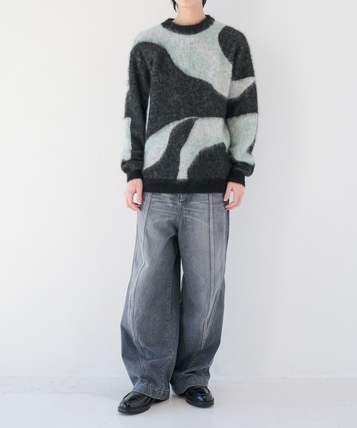 WRAPINKNOT(ラッピンノット)の「【WRAPINKNOT/ラッピンノット】別注 Mohair Jacquard Crew Neck Knit(ニット/セーター・メンズ・ホワイト/ブラック・2/3)」の6枚目の写真