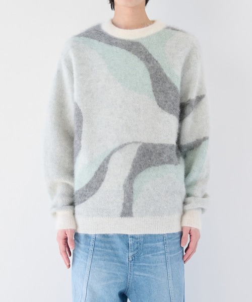 WRAPINKNOT(ラッピンノット)の「【WRAPINKNOT/ラッピンノット】別注 Mohair Jacquard Crew Neck Knit(ニット/セーター・メンズ・ホワイト/ブラック・2/3)」の7枚目の写真