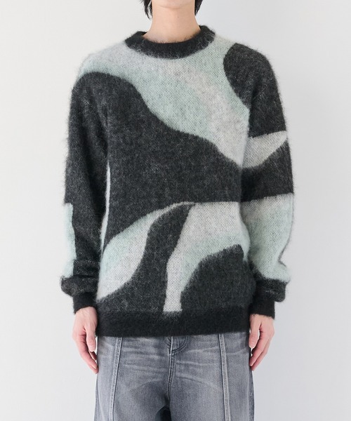 WRAPINKNOT(ラッピンノット)の「【WRAPINKNOT/ラッピンノット】別注 Mohair Jacquard Crew Neck Knit(ニット/セーター・メンズ・ホワイト/ブラック・2/3)」の11枚目の写真