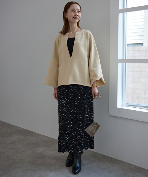 SLOBE IENA（スローブイエナ）の「裏毛スキッパープルオーバー（スウェット・レディース・ピンク系その他/グレー/ベージュ・FREE）」の6枚目の写真