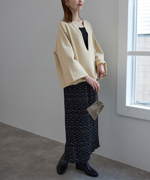 SLOBE IENA（スローブイエナ）の「裏毛スキッパープルオーバー（スウェット・レディース・ピンク系その他/グレー/ベージュ・FREE）」の7枚目の写真