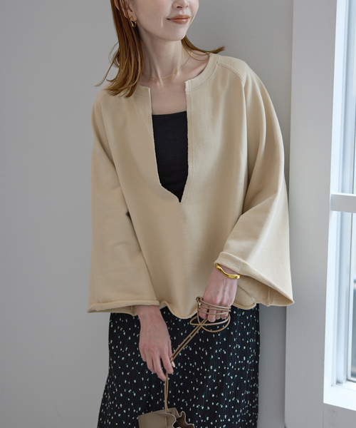 SLOBE IENA（スローブイエナ）の「裏毛スキッパープルオーバー（スウェット・レディース・ピンク系その他/グレー/ベージュ・FREE）」の10枚目の写真