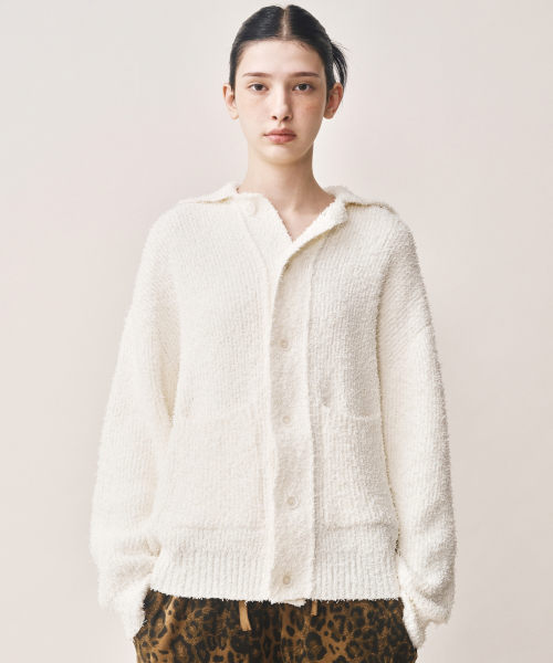 NICK&NICOLE(ニックアンドニコール)の「BOUCLE COLLAR KNIT CARDIGAN_CREAM(カーディガン/ボレロ・レディース・その他・FREE)」の1枚目の写真