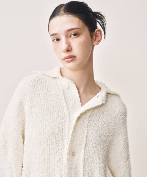 NICK&NICOLE(ニックアンドニコール)の「BOUCLE COLLAR KNIT CARDIGAN_CREAM(カーディガン/ボレロ・レディース・その他・FREE)」の4枚目の写真