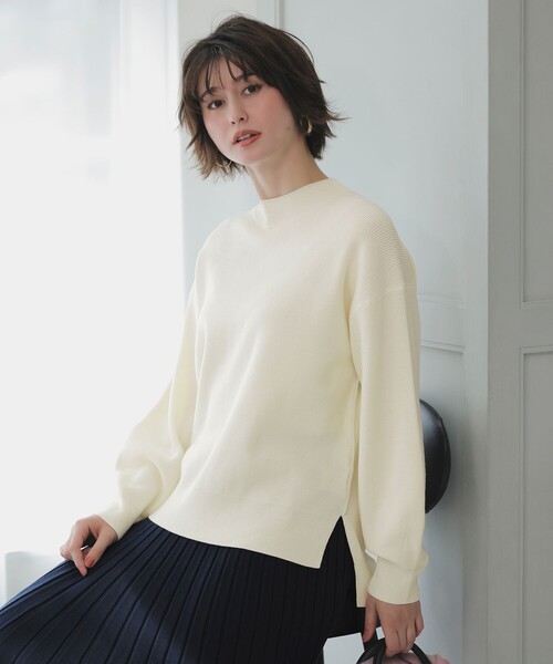 ANY SIS(エニィスィス)の「ラインポイント ニット(ニット/セーター・レディース・ネイビー系/オレンジ系/ベージュ系/ライトイエロー系/スカイブルー系/ホワイト系・MEDIUM)」の2枚目の写真