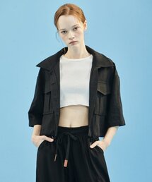 manavis7（マナビスセブン）の「Linen short jacket [black]（デニムジャケット）」