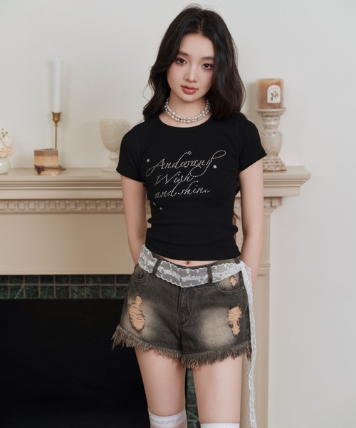 セール】fringe denim short pants（デニムパンツ）｜andwang