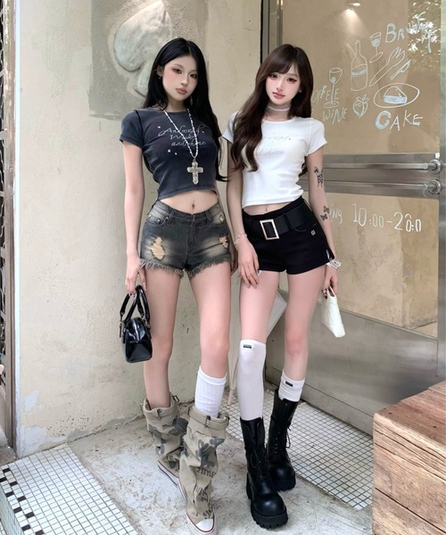 セール】fringe denim short pants（デニムパンツ）｜andwang