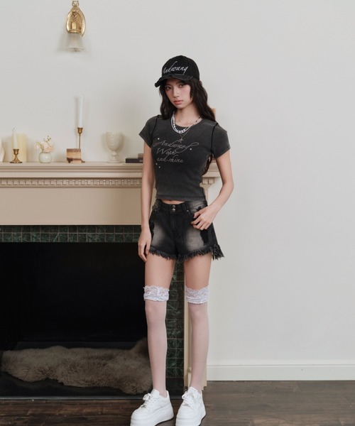 セール】fringe denim short pants（デニムパンツ）｜andwang