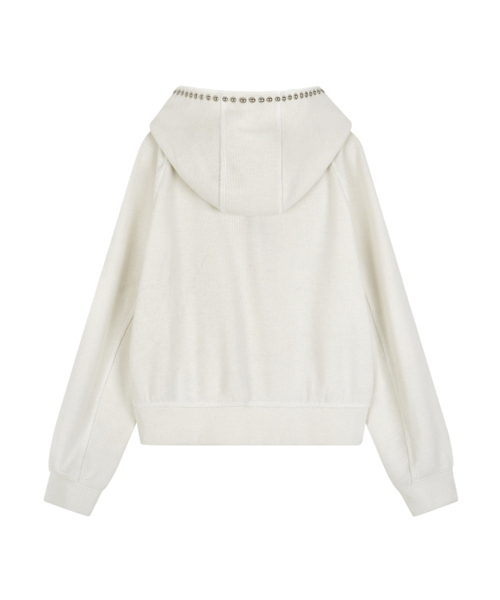 GIMMETHEYOUNG(キムミダヨン)の「G_STUDDED MUFFLER HOOD-CARDIGAN_25FW / IVORY(ニット/セーター・レディース・その他・OS)」の3枚目の写真