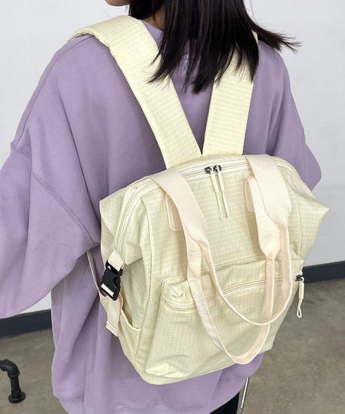 CRB(シーアールビー)の「チェック柄リュックサック(バックパック/リュック・レディース・オフホワイト/ブルー/ブラック/グリーン・F)」の2枚目の写真
