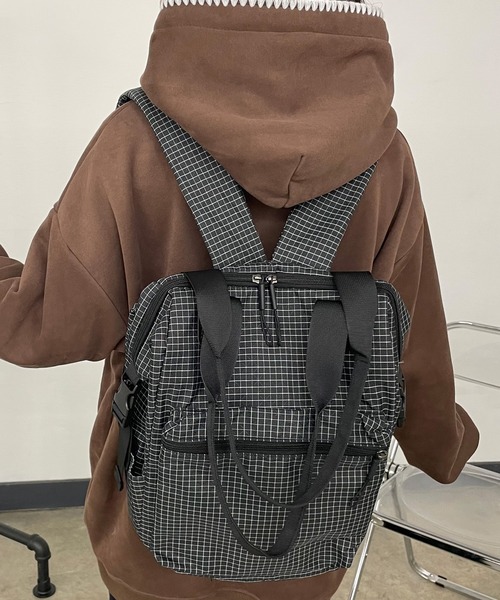 CRB(シーアールビー)の「チェック柄リュックサック(バックパック/リュック・レディース・オフホワイト/ブルー/ブラック/グリーン・F)」の20枚目の写真
