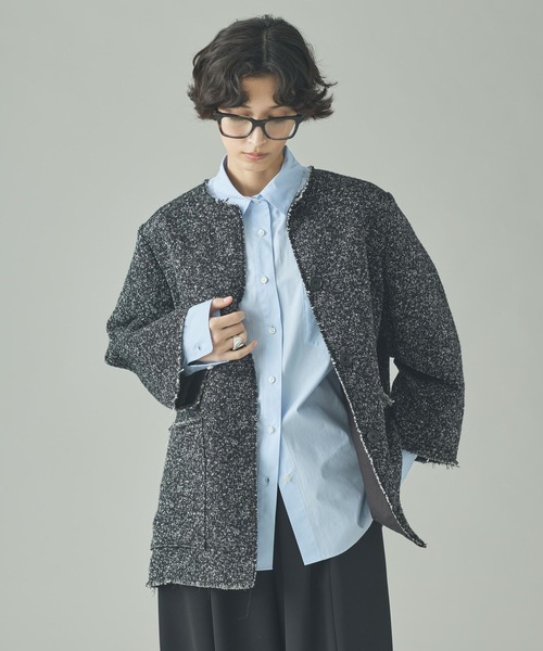 Curensology(カレンソロジー)の「Curensology(カレンソロジー)/<C.S.G>ネップツィードジャケット(ノーカラージャケット・レディース・ブラック・FREE)」の3枚目の写真