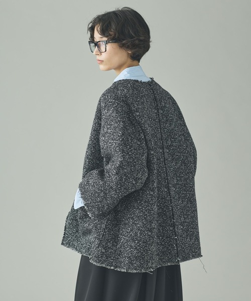 Curensology(カレンソロジー)の「Curensology(カレンソロジー)/<C.S.G>ネップツィードジャケット(ノーカラージャケット・レディース・ブラック・FREE)」の4枚目の写真