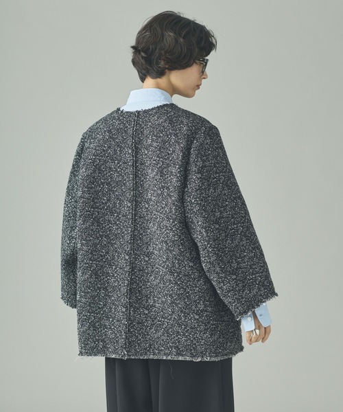 Curensology(カレンソロジー)の「Curensology(カレンソロジー)/<C.S.G>ネップツィードジャケット(ノーカラージャケット・レディース・ブラック・FREE)」の5枚目の写真