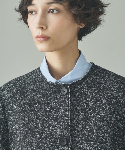 Curensology(カレンソロジー)の「Curensology(カレンソロジー)/<C.S.G>ネップツィードジャケット(ノーカラージャケット・レディース・ブラック・FREE)」の9枚目の写真