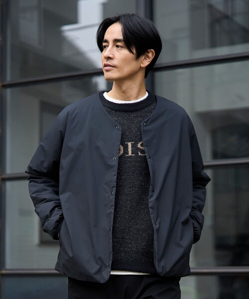 coen（コーエン）の「ウィンドブロックノーカラーカーデ【撥水、防風、抗菌防臭（中綿）】（その他アウター・メンズ・ブラック/ベージュ/ダークグレー・S/M/L/XL）」の4枚目の写真