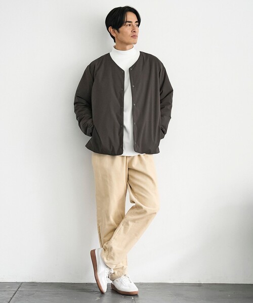 coen（コーエン）の「ウィンドブロックノーカラーカーデ【撥水、防風、抗菌防臭（中綿）】（その他アウター・メンズ・ブラック/ベージュ/ダークグレー・S/M/L/XL）」の10枚目の写真