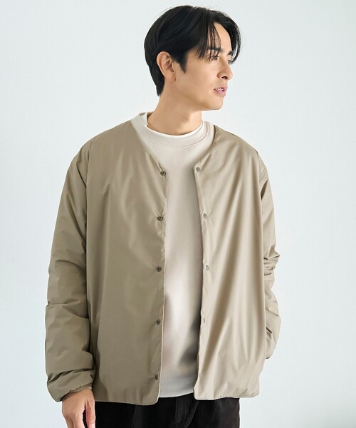 coen（コーエン）の「ウィンドブロックノーカラーカーデ【撥水、防風、抗菌防臭（中綿）】（その他アウター・メンズ・ブラック/ベージュ/ダークグレー・S/M/L/XL）」の13枚目の写真