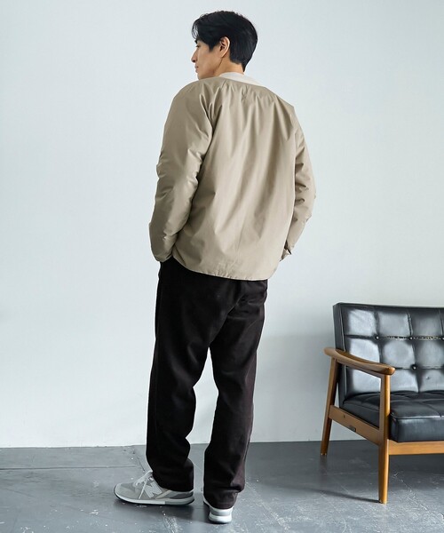 coen（コーエン）の「ウィンドブロックノーカラーカーデ【撥水、防風、抗菌防臭（中綿）】（その他アウター・メンズ・ブラック/ベージュ/ダークグレー・S/M/L/XL）」の16枚目の写真