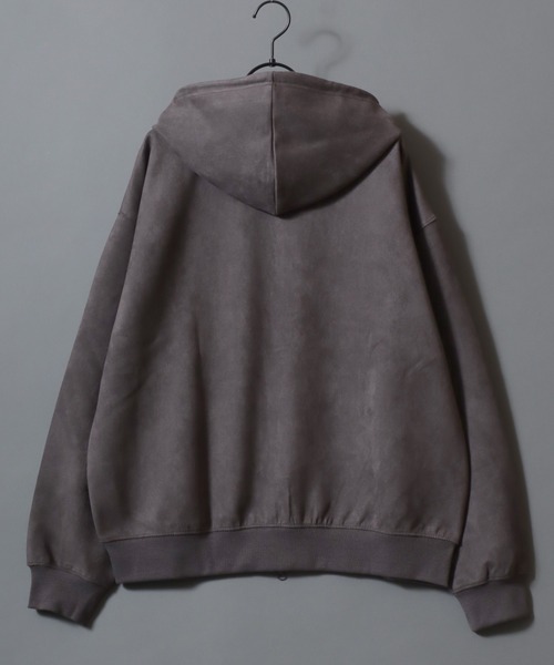 SITRY（シトリー）の「Leopard Logo Fake Suede Sweat Zip Hoodie/レオパードロゴ グランジ オーバーサイズ ダブルジップ フェイクスエード フルジップパーカー フーディー パーカー スウェット レディース メンズ（パーカー・メンズ・チャコール/ネイビー/ピンク・M/L）」の6枚目の写真