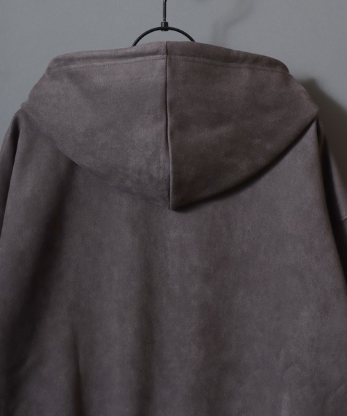 SITRY（シトリー）の「Leopard Logo Fake Suede Sweat Zip Hoodie/レオパードロゴ グランジ オーバーサイズ ダブルジップ フェイクスエード フルジップパーカー フーディー パーカー スウェット レディース メンズ（パーカー・メンズ・チャコール/ネイビー/ピンク・M/L）」の18枚目の写真