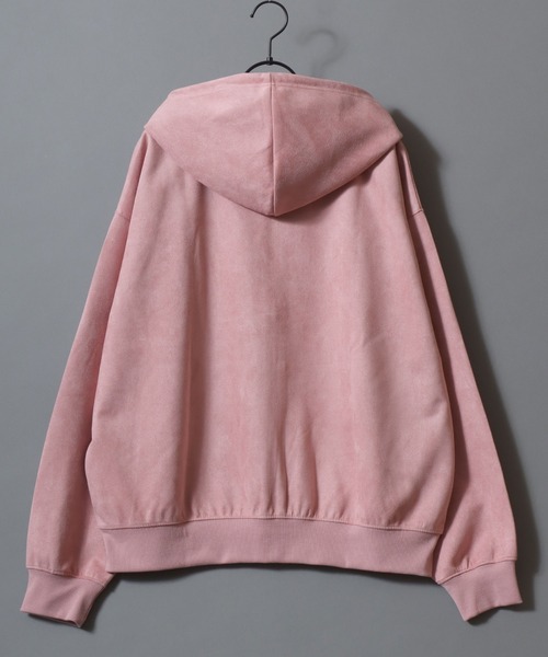 SITRY（シトリー）の「Leopard Logo Fake Suede Sweat Zip Hoodie/レオパードロゴ グランジ オーバーサイズ ダブルジップ フェイクスエード フルジップパーカー フーディー パーカー スウェット レディース メンズ（パーカー・メンズ・チャコール/ネイビー/ピンク・M/L）」の20枚目の写真