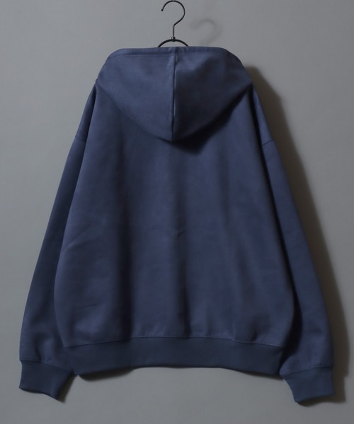 SITRY（シトリー）の「Leopard Logo Fake Suede Sweat Zip Hoodie/レオパードロゴ グランジ オーバーサイズ ダブルジップ フェイクスエード フルジップパーカー フーディー パーカー スウェット レディース メンズ（パーカー・メンズ・チャコール/ネイビー/ピンク・M/L）」の4枚目の写真