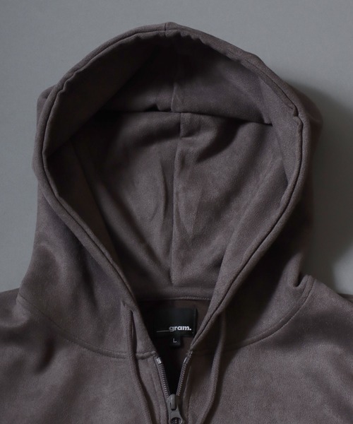 SITRY（シトリー）の「Leopard Logo Fake Suede Sweat Zip Hoodie/レオパードロゴ グランジ オーバーサイズ ダブルジップ フェイクスエード フルジップパーカー フーディー パーカー スウェット レディース メンズ（パーカー・メンズ・チャコール/ネイビー/ピンク・M/L）」の19枚目の写真